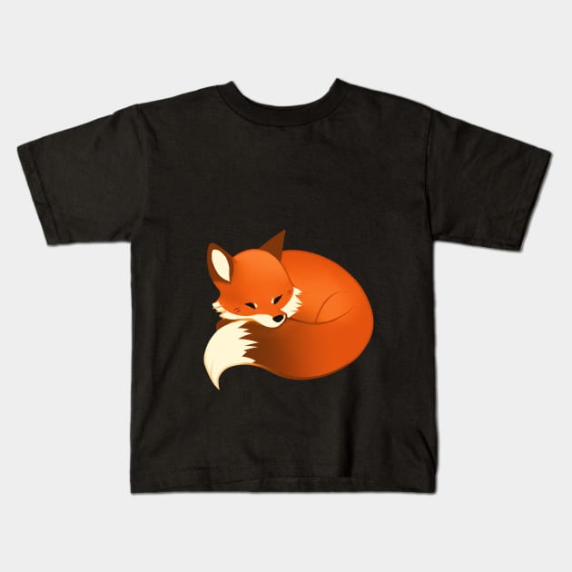 Sleeping Fox Kids T-Shirt by dexikon